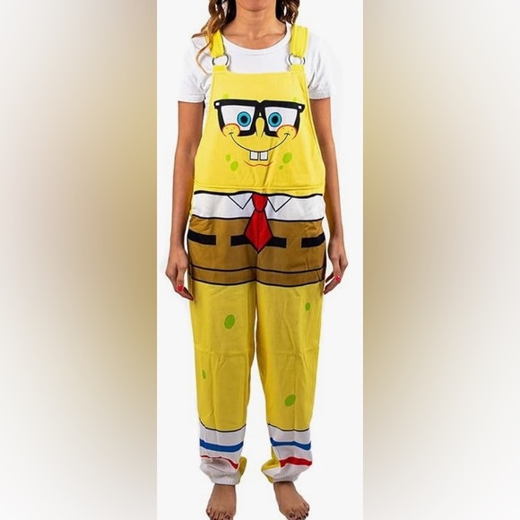 🎃 Halloween Costume Sponge Bob 🧽👓 Glasses Lounge Jammeralls Unisex Large - Picture 4 of 4